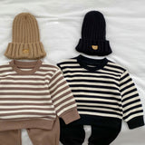 Baby Striped Pattern Waffle Fabric Hoodies Combo Pants Sets by MyKids-USA™