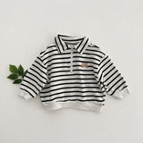 Baby Cute Bear Embroidered & Striped Pattern Polo Neck Cotton Hoodies by MyKids-USA™