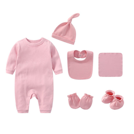 Newborn Solid Color Romper Hat, Bib, Gloves, Footwear, Square Scarf Sets by MyKids-USA™