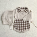 Baby Checkerboard Pattern Polo Neck Knit Warm Onesies by MyKids-USA™