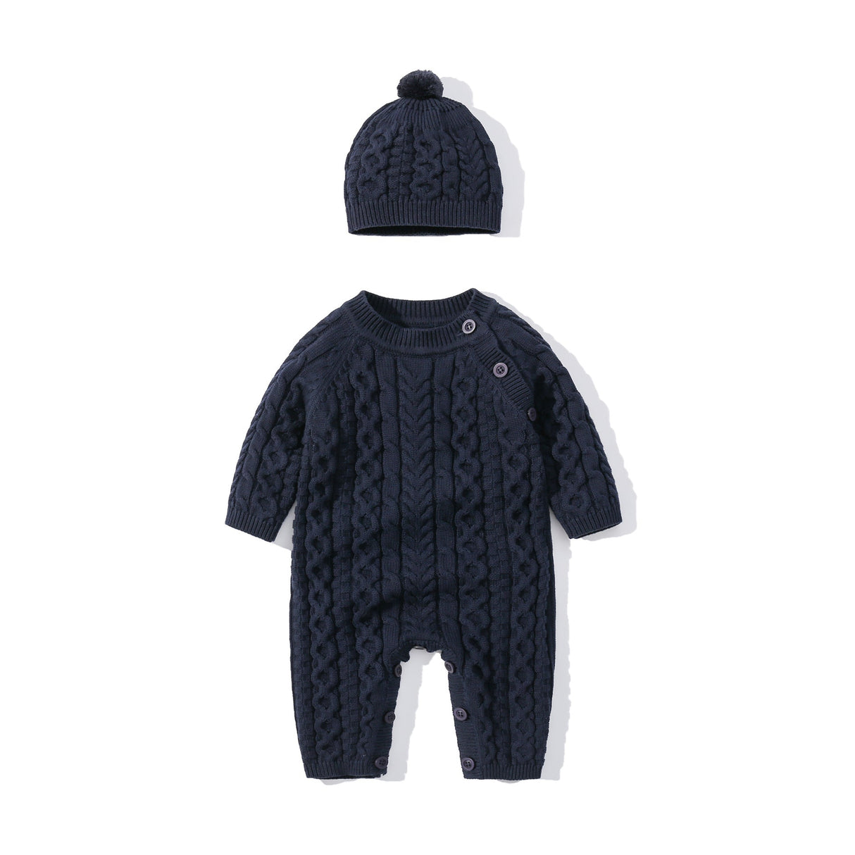 Baby Solid Color Crochet Knitted Pattern Shoulder Button Design Rompers by MyKids-USA™