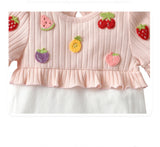 Baby Girls Fruit Embroidered Graphic Lace Sleeve Onesies & Headband by MyKids-USA™