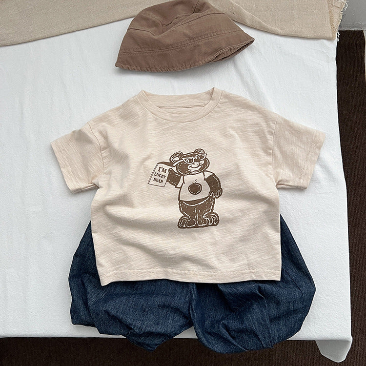 Baby Cartoon Bear Graphic Short Sleeve Comfy T-Shirt by MyKids-USA™