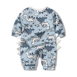 Baby Boy Dinosaur Pattern Bow Tie Patched Design Snap Button Romper Jumpsuit by MyKids-USA™