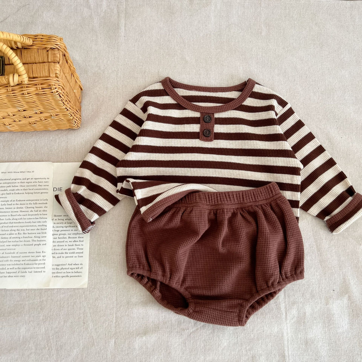 Baby Striped Pattern Long Sleeve Tops & Triangle Shorts 1 Pieces Sets by MyKids-USA™