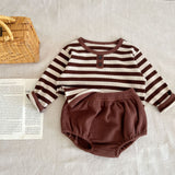 Baby Striped Pattern Long Sleeve Tops & Triangle Shorts 1 Pieces Sets by MyKids-USA™