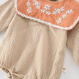 Baby Girl Floral Embroidery Pattern Long Sleeves Autumn Princess Bodysuit With Hat by MyKids-USA™