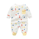 Baby Boy And Girl Geometric Print Single Breasted Design Long-Sleeved O-Neck Rompers by MyKids-USA™