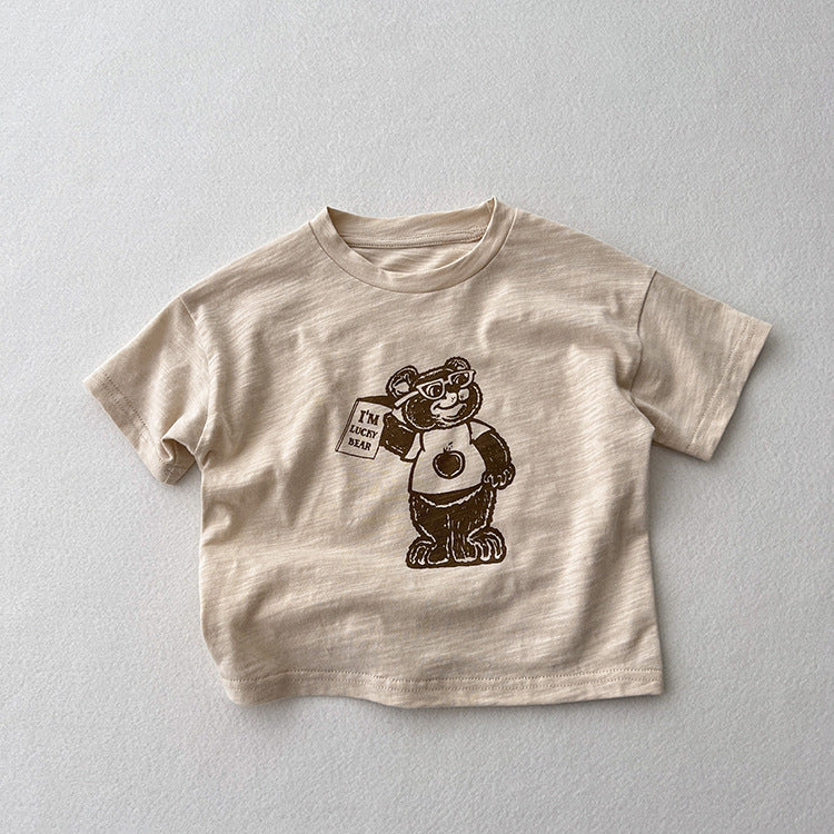 Baby Cartoon Bear Graphic Short Sleeve Comfy T-Shirt by MyKids-USA™