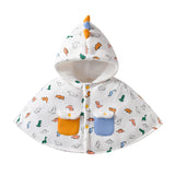 Kids Cartoon Dinosaur Print Button Front Design Shawls With Hat by MyKids-USA™