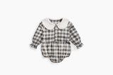 Baby Girl Plaid Pattern Doll Collar Design Long Sleeve Onesies With Buttons by MyKids-USA™