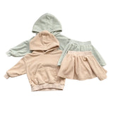 Baby Girl Solid Color Soft Cotton Hoodie With Skirt Sets by MyKids-USA™