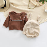 Baby Embroidered Pattern Lapel Cotton Shirt Combo Corduroy Strap Onesies Sets by MyKids-USA™