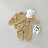 Baby Solid Color Long Sleeve Simple Style Hoodie Sets by MyKids-USA™