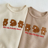 Baby Bear Embroidered Pattern Waffle Fabric T-Shirt Combo Shorts Sets by MyKids-USA™