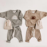 Baby Rainbow Sun Pattern Hoodies Combo Pants Sets by MyKids-USA™