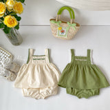 Baby Girl Embroidery Pattern Sling Tops With Shorts Sets by MyKids-USA™