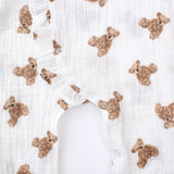 Baby Girls Bear Print Pattern Lace Design Round Collar Long-Sleeved Rompers With Hat by MyKids-USA™