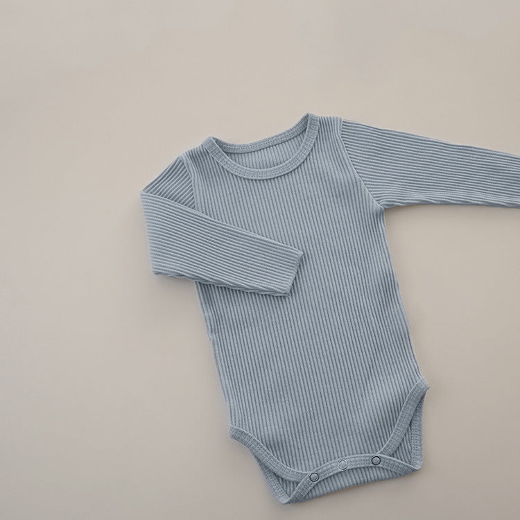 Baby Solid Color Pit Strip Fabric Long Sleeve Bodysuit by MyKids-USA™