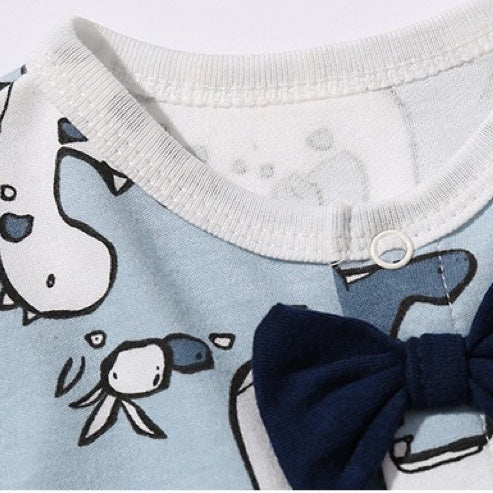 Baby Boy Dinosaur Pattern Bow Tie Patched Design Snap Button Romper Jumpsuit by MyKids-USA™