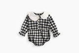 Baby Girl Plaid Pattern Doll Collar Design Long Sleeve Onesies With Buttons by MyKids-USA™