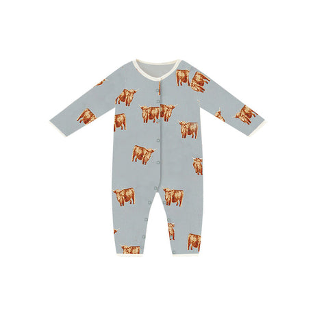 Baby Cartoon Graphic Full Button Design Long Sleeve Cotton Romper by MyKids-USA™