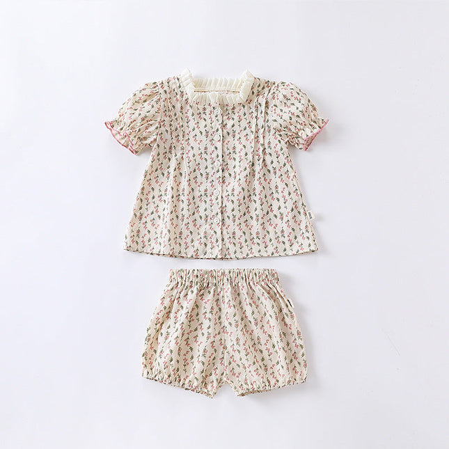 Baby Ditsy Flower Graphic Puff Sleeves Onesie&Sets by MyKids-USA™