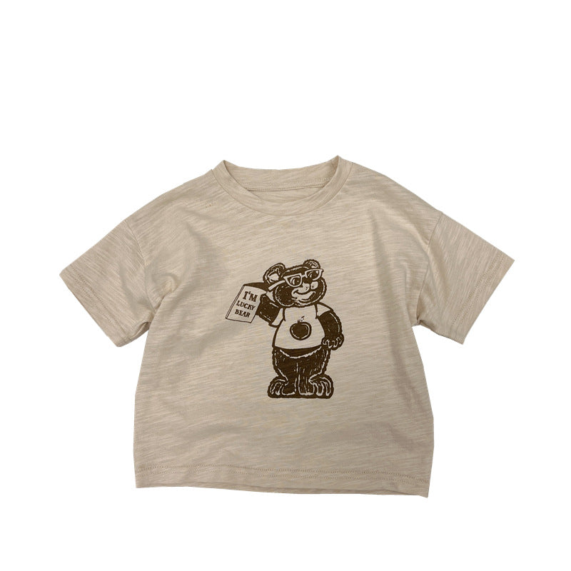 Baby Cartoon Bear Graphic Short Sleeve Comfy T-Shirt by MyKids-USA™