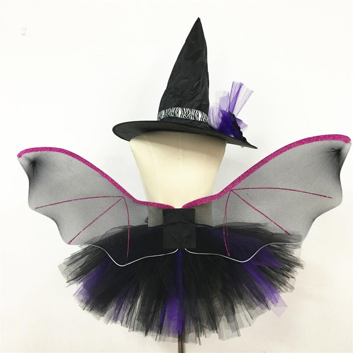 Children’s Halloween Witch Cosplay Hat Skirt Wings 1-Piece Sets by MyKids-USA™ - Vysn