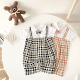 Baby Boy Plaid Pattern Polo-Neck Rompers by MyKids-USA™