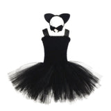 Children’s Halloween Solid Color Cat Costume Mesh Tutu Dress & 1-Piece Jewelry Sets by MyKids-USA™ - Vysn