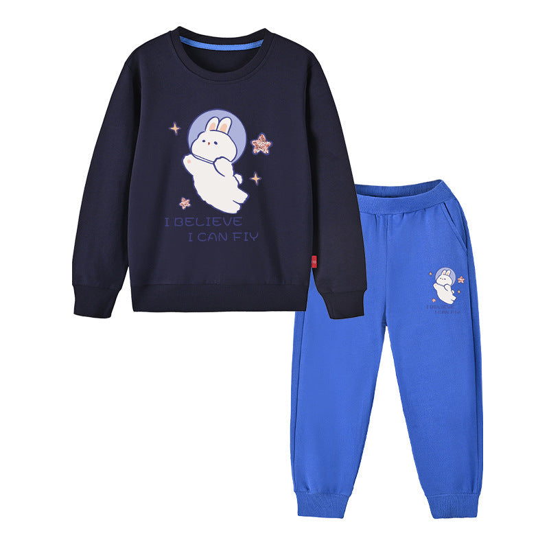 Baby Girl Cute Bunny Graphic Hoodie Combo Loose Trousers Soft Cotton Sets by MyKids-USA™