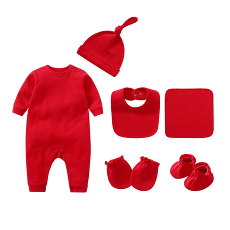 Newborn Solid Color Romper Hat, Bib, Gloves, Footwear, Square Scarf Sets by MyKids-USA™