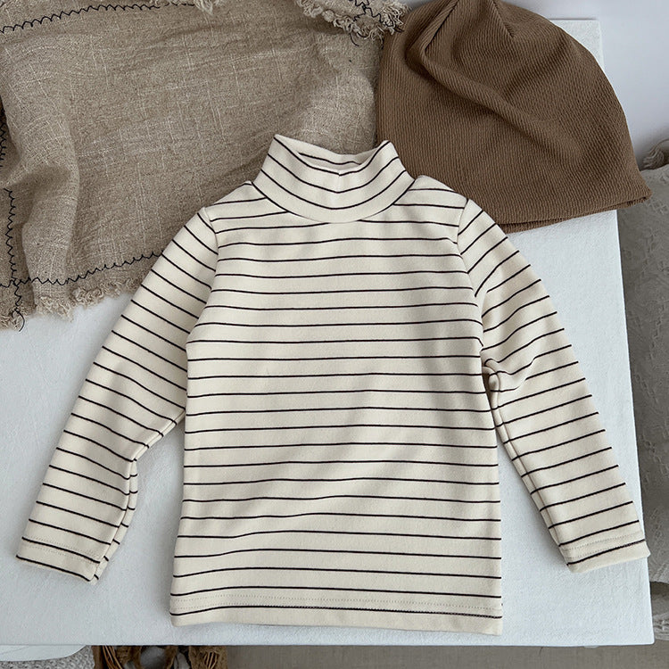 Baby Striped Pattern High Turtle Nack Soft Cotton Comfy Shirt by MyKids-USA™