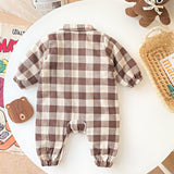 Baby Boy Plaid Pattern Snap Button Front Long-sleeved Thick Rompers by MyKids-USA™