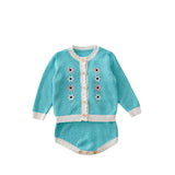 Baby Girl Flower Embroidered Graphic Contrast Bodysuit & Cardigan 1-Pieces Sets by MyKids-USA™