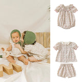 Baby Ditsy Flower Graphic Puff Sleeves Onesie&Sets by MyKids-USA™