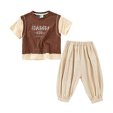 Letter Print Patchwork Design T-Shirt Combo Pants 2-Pieces Sets by MyKids-USA™