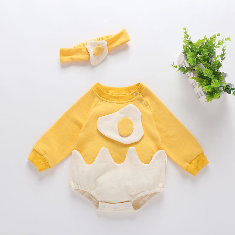 Baby Cartoon Egg Shape Design Long Sleeved Cute Bodysuit With Headband by MyKids-USA™