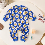 Baby Boy Cartoon Animals Graphic Snap Button Front Design Long Sleeved Romper Jumpsuit by MyKids-USA™