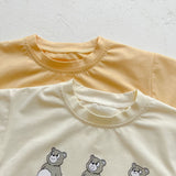 Baby Boy And Girl Bear Print Solid Color Design O-Neck Onesies by MyKids-USA™