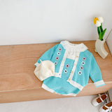 Baby Girl Flower Embroidered Graphic Contrast Bodysuit & Cardigan 1-Pieces Sets by MyKids-USA™