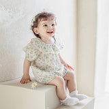 Baby Girl Flower Pattern Flying Sleeves Onesies & Clothing Sets With Headband by MyKids-USA™