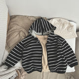 Baby Striped Pattern Single Breasted Design Long Sleeve Coat With Hat by MyKids-USA™