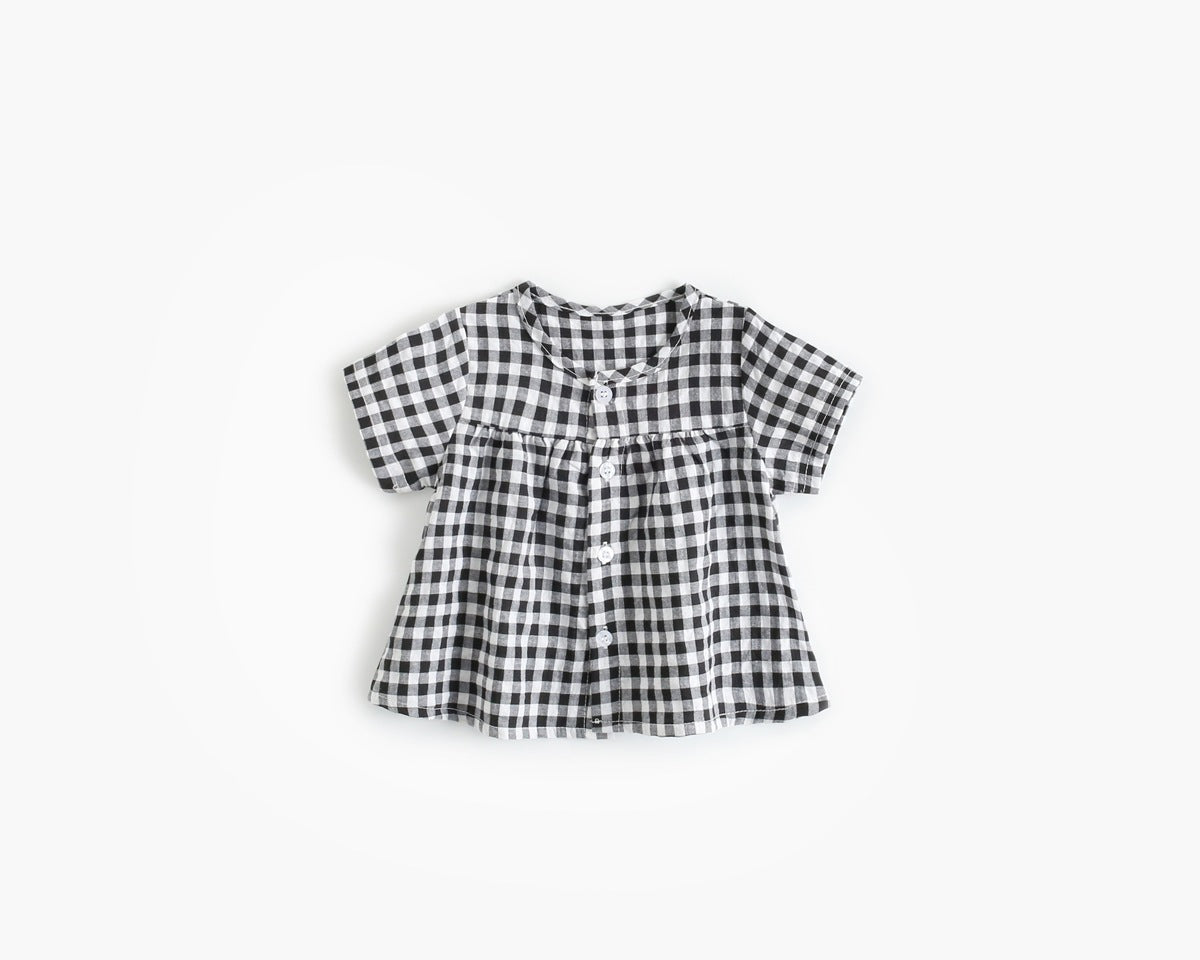 Baby Girl Plaid Pattern Single Breasted Design Shirt Combo Shorts Sets by MyKids-USA™