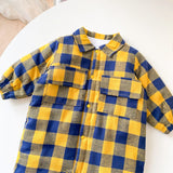 Baby Boy Plaid Pattern Snap Button Front Long-sleeved Thick Rompers by MyKids-USA™