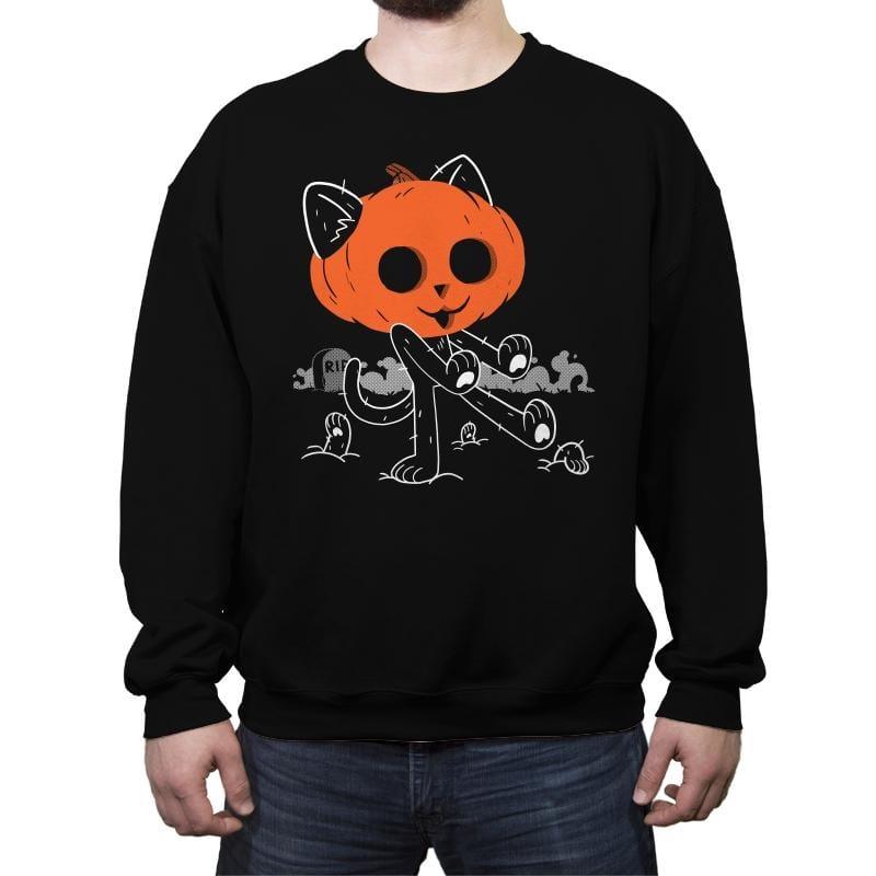 Pumpkitty Zombie - Crew Neck Sweatshirt by RIPT Apparel - Vysn