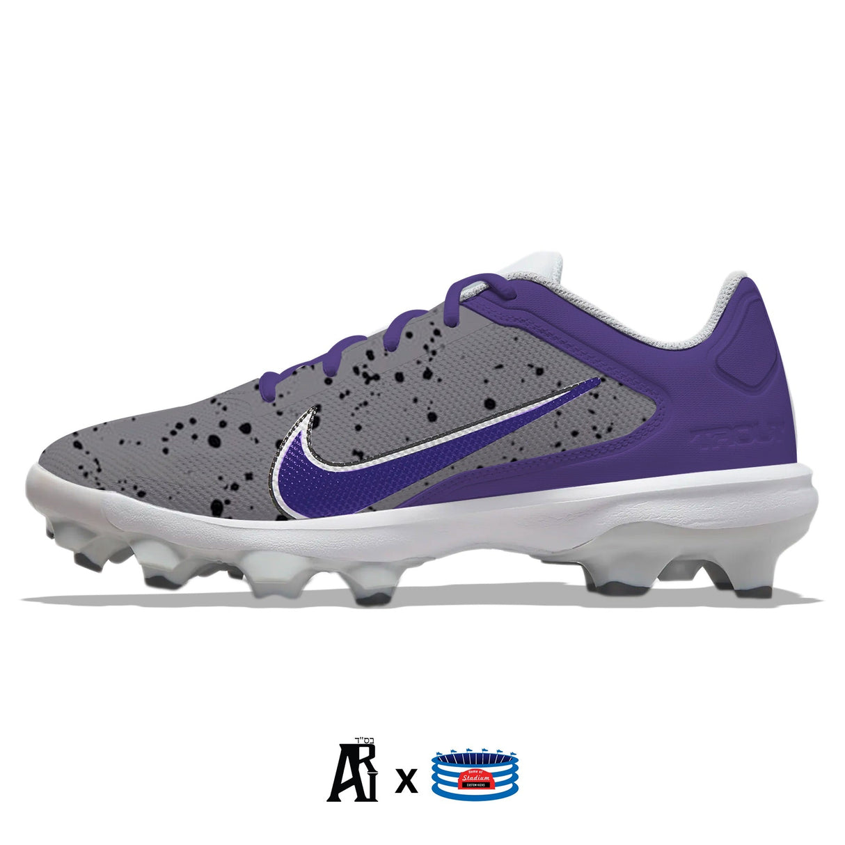 "Purple Cement" Nike Force Trout 8 Pro MCS Cleats by Stadium Custom Kicks