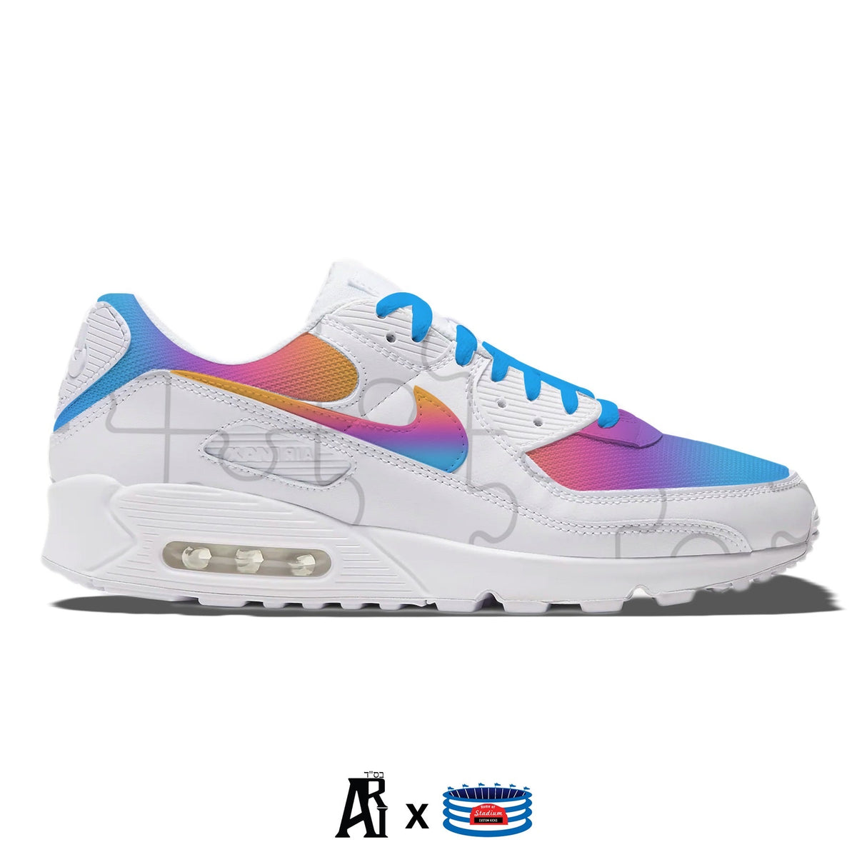 "Puzzle Gradient" Nike Air Max 90 Shoes by Stadium Custom Kicks