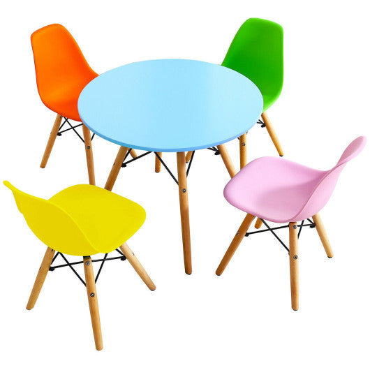 5 Pieces Kid's Colorful Set with 4 Armless Chairs-Multicolor